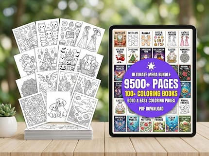 9500+ Mega Coloring Book Bundle printable.