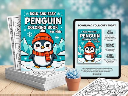 Bold and Easy Penguin Coloring Book for kids