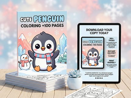 Cute Penguin Coloring Book kawaii winter