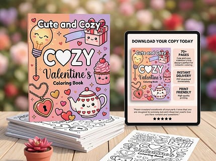 Easy Cozy Valentine's Coloring Pages hearts