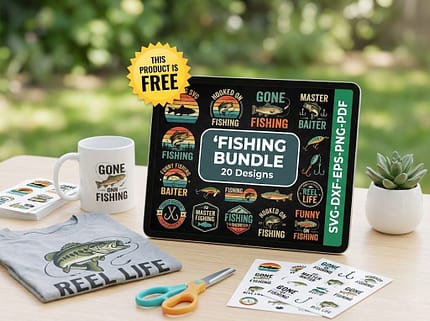 Free Fishing SVG Bundle 20 designs.