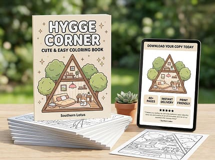 Hygge Corner - Cute & Easy Coloring Book by Southern Lotus