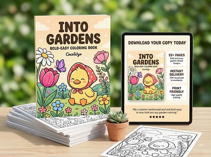 Into Gardens - Bold Easy Coloring Book by CocoWyo