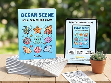 Ocean Scene - Bold Easy Coloring Book by CocoWyo