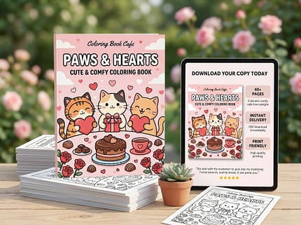 Paws & Hearts - Cute & Comfy Coloring Book Valentine cats