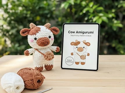 Chubby Milky Cow Crochet Pattern amigurumi toy.