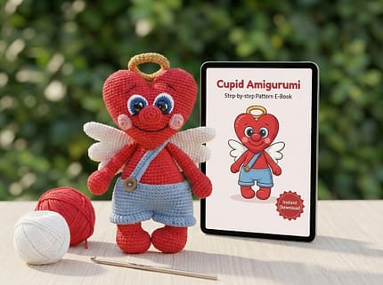 Mr. Heart Crochet Pattern amigurumi toy.