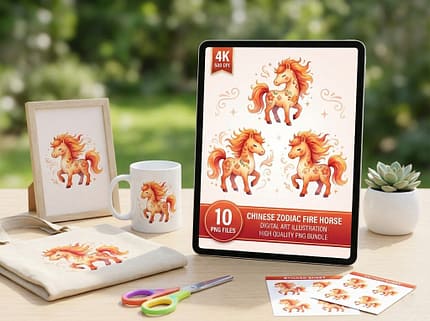 Chinese Zodiac Fire Horse PNG Bundle 2026