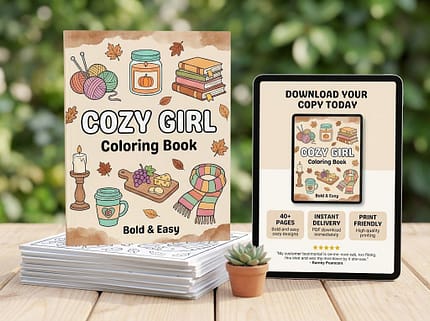 Cozy Girl - Coloring Book 40 pages.