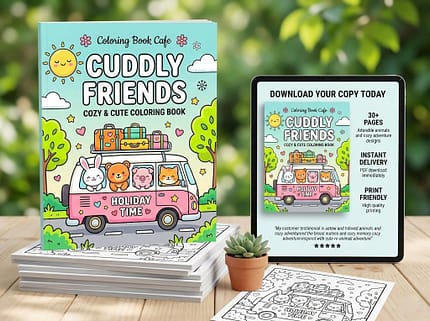 Cuddly Friends - Cozy & Cute Coloring Book by Coloring Book Cafe.