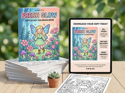 Fresh Glow - Cute & Easy Coloring Book by Southern Lotus.