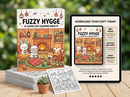 Fuzzy Hygge - Super Cute Coloring Book cozy animals.