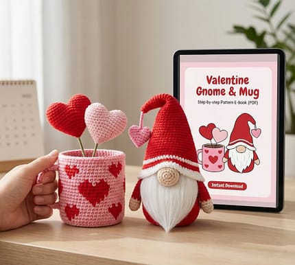 Gnome Cups Crochet Pattern storage decor.