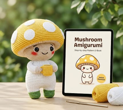 Tofi the Mushroom Crochet Pattern amigurumi toy