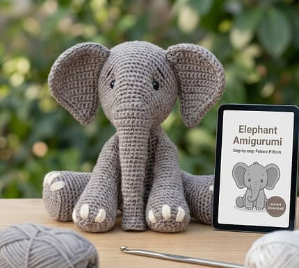 Bubba the Elephant Crochet Pattern amigurumi toy.