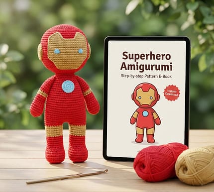 Iron Man Crochet Pattern amigurumi superhero toy.