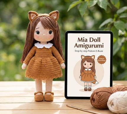 Mia Doll Crochet Pattern amigurumi toy.