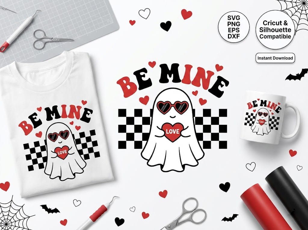 Cute Valentine Ghost SVG for Cricut Cute Valentine Ghost SVG for Cricut