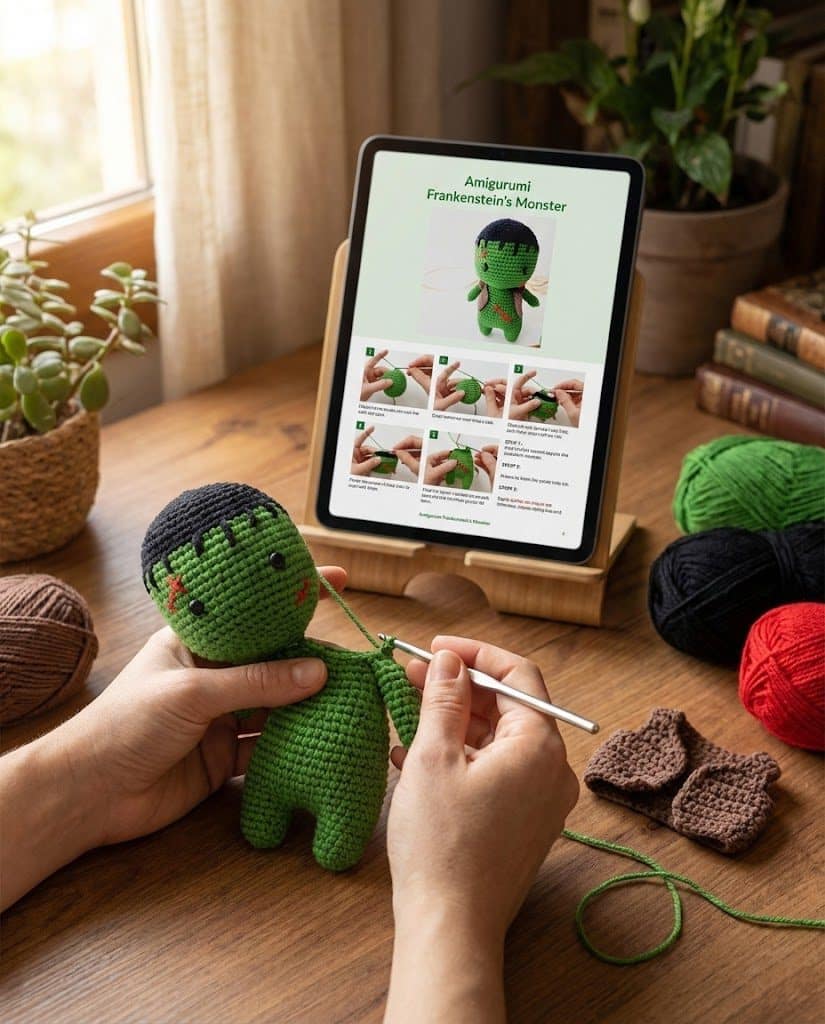 Monster Frankenstein Crochet Pattern amigurumi Halloween toy