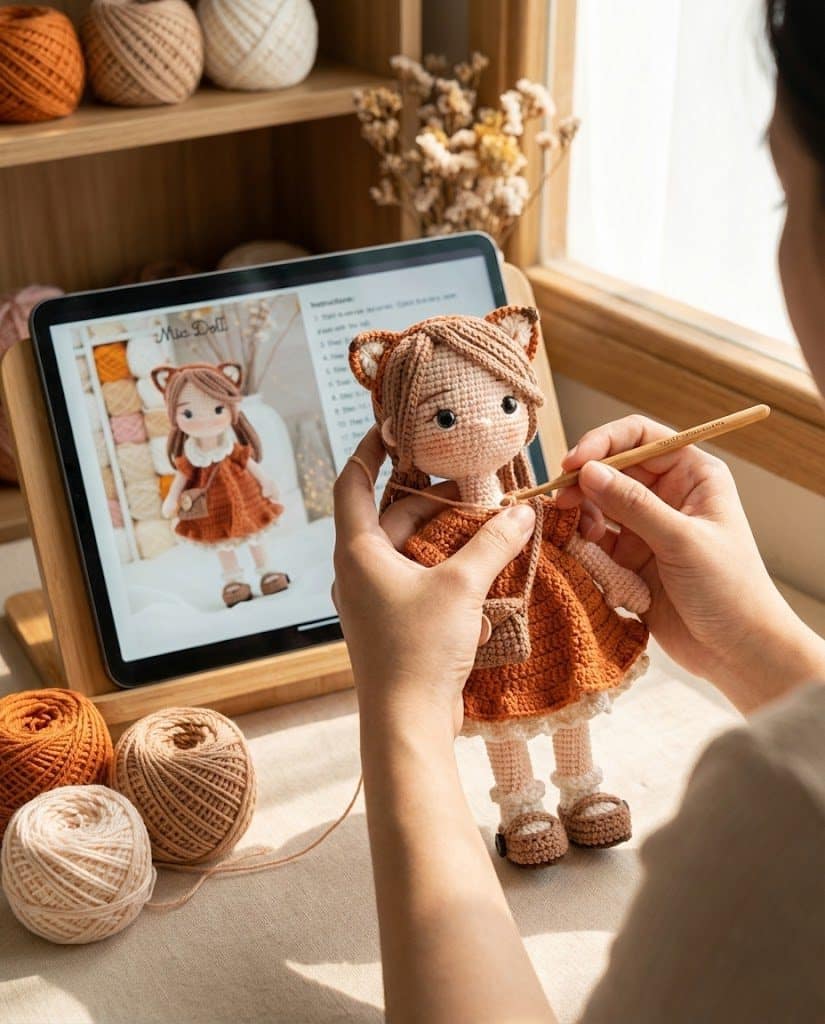 Mia Doll Crochet Pattern amigurumi toy.