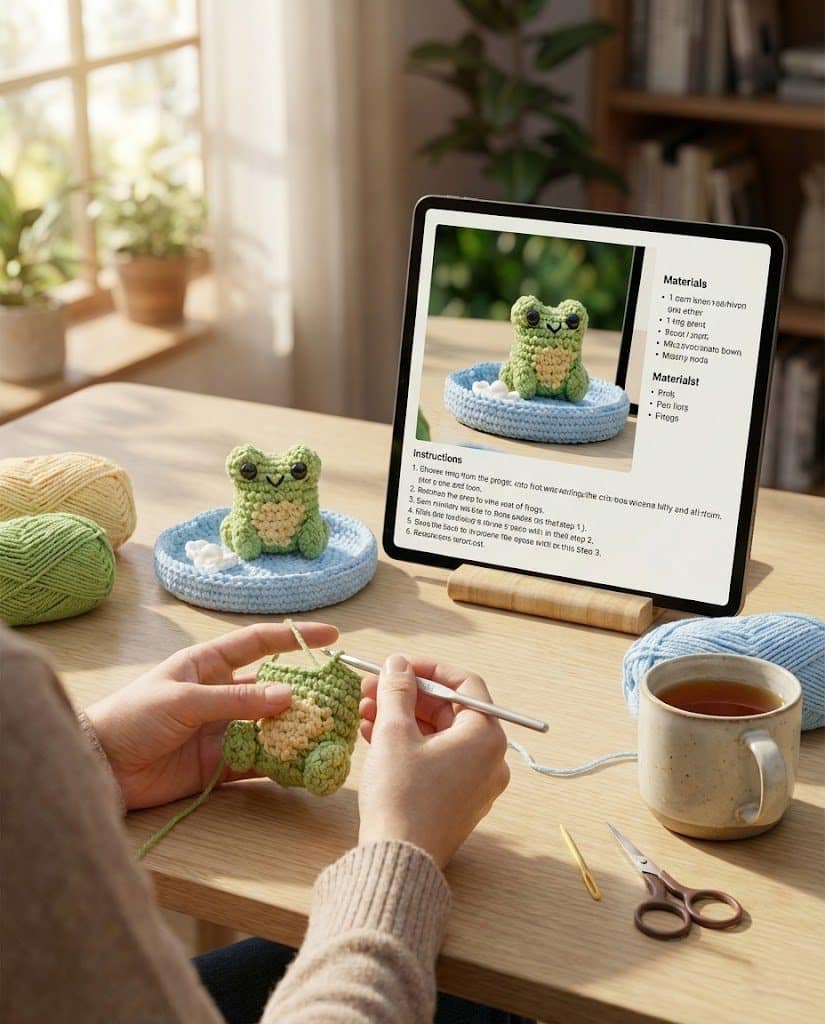 Frog Jewelry Dish Crochet Pattern