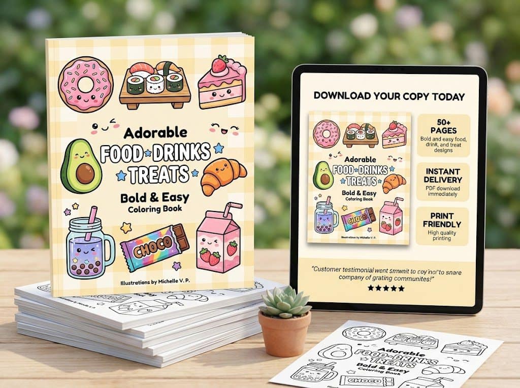 Adorable Food Drinks & Treats - Bold & Easy Coloring Book Adorable Food Drinks & Treats - Bold & Easy Coloring Book by Michelle V. P