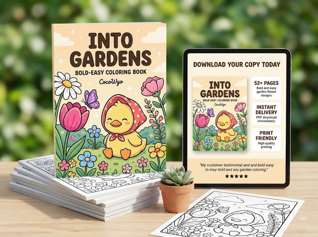 Into Gardens - Bold Easy Coloring Book Into Gardens - Bold Easy Coloring Book by CocoWyo