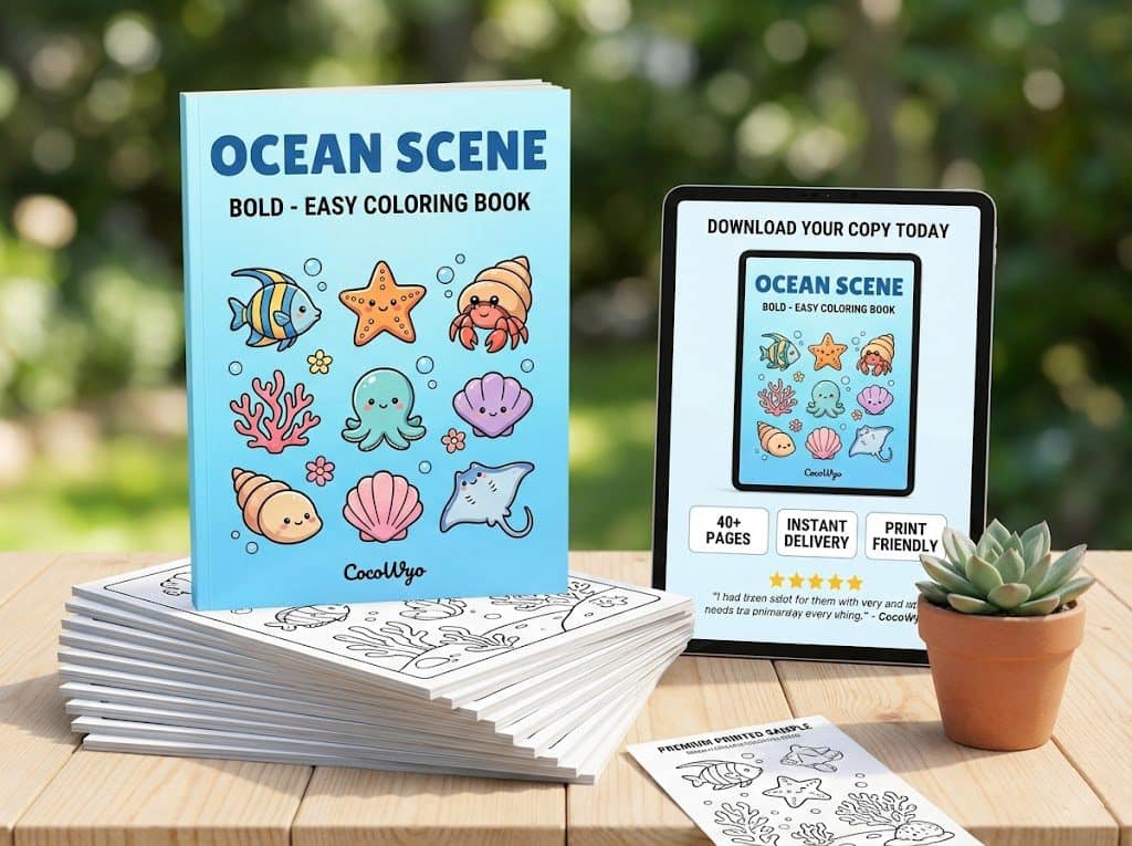 Ocean Scene - Bold Easy Coloring Book by CocoWyo