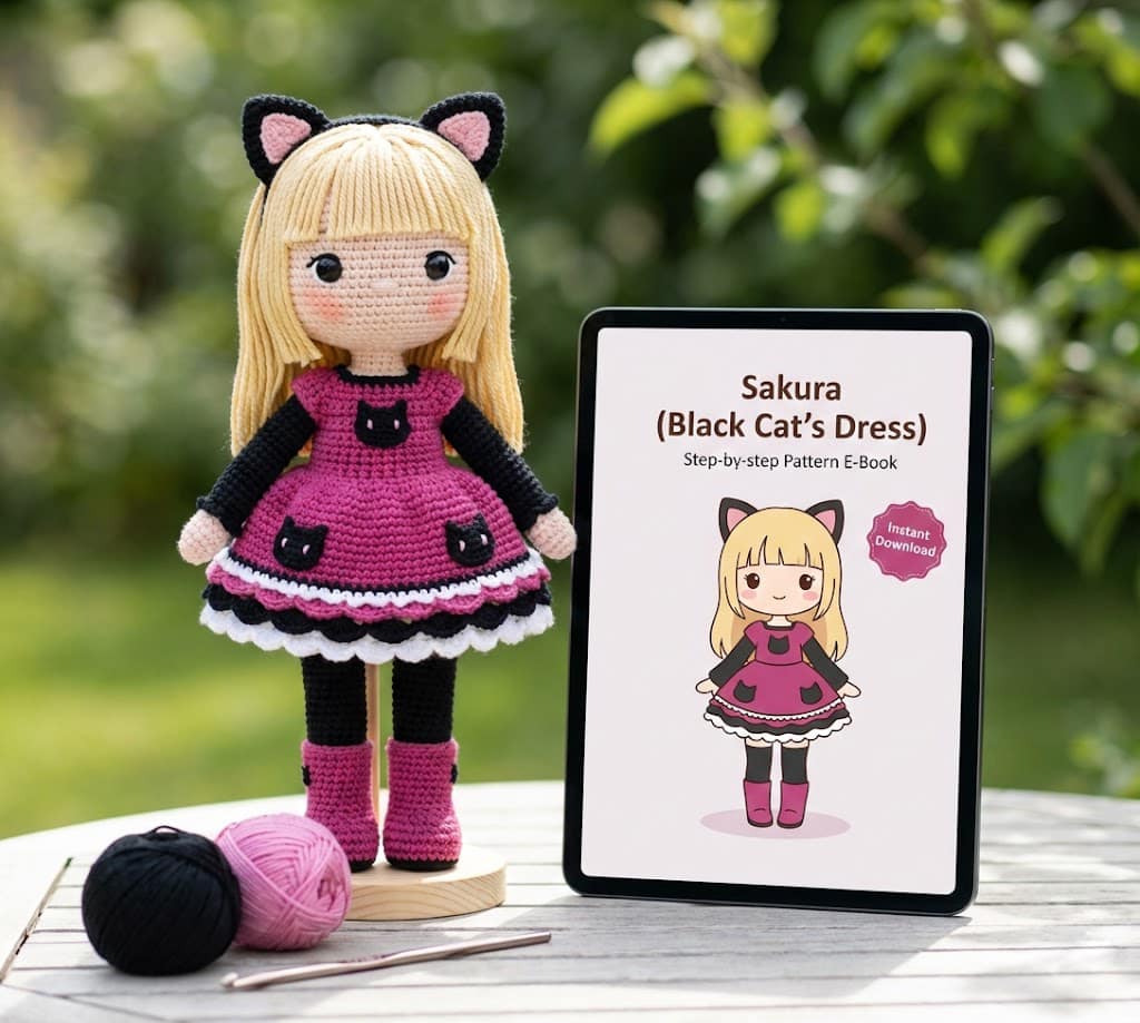 Sakura – Black Cat’s Dress Crochet Pattern amigurumi clothes Sakura – Black Cat’s Dress Crochet Pattern amigurumi clothes