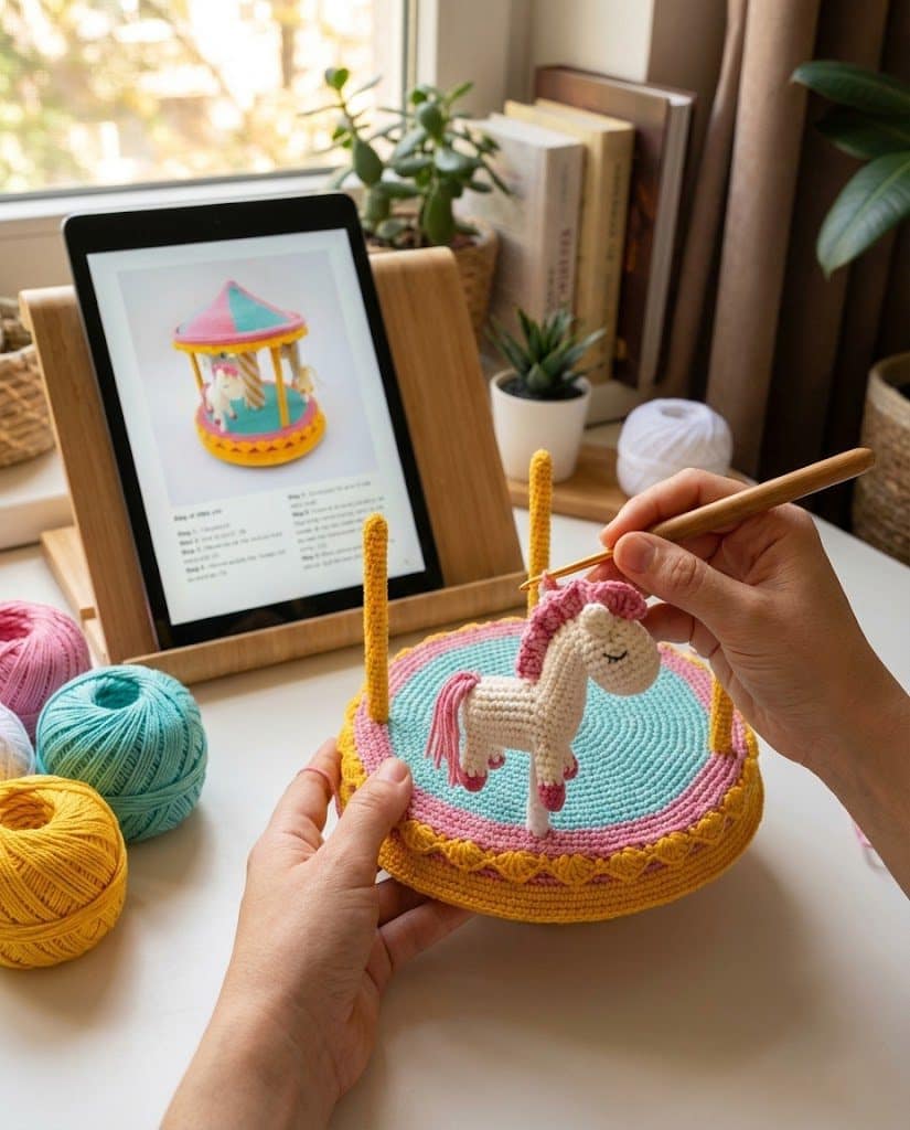 Merry-Go-Round Crochet Pattern amigurumi nursery decor