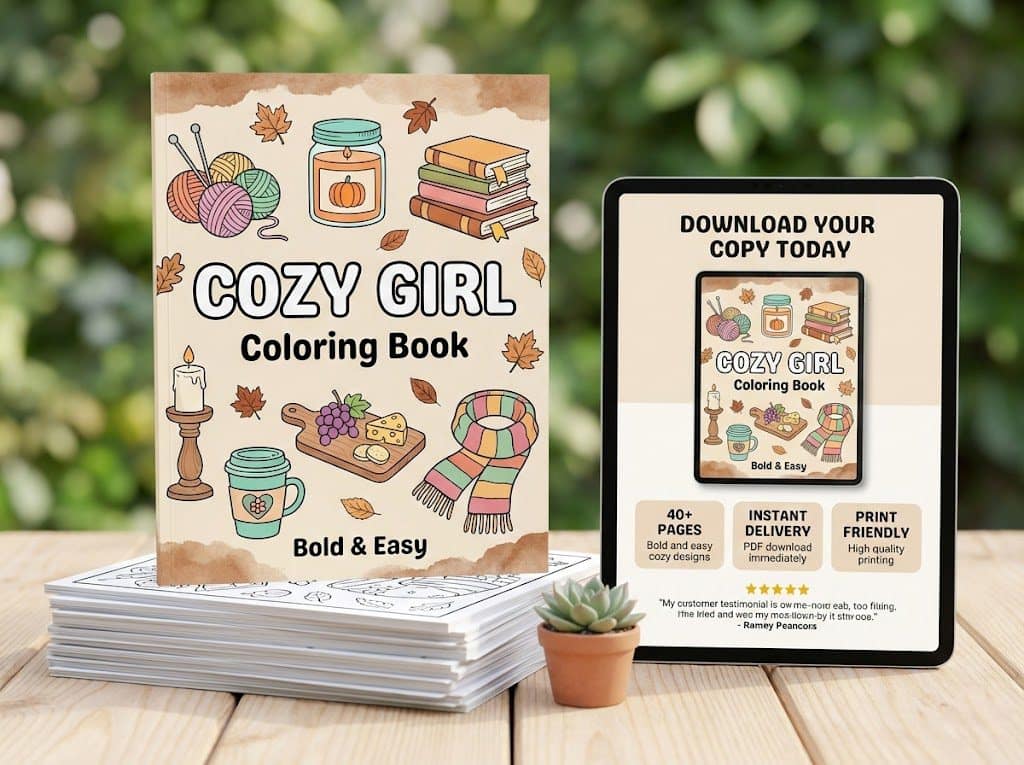 Cozy Girl – Coloring Book: #1 Best Relaxing Pages